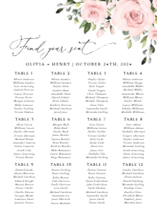 Blush Pink Flowers Seating Chart - Wedding Sign design preview