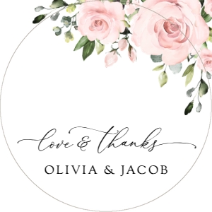 Blush Pink Flowers Wedding Circle Favor Tags, Gift Tags, Printable File, SH03: Blush Pink Flowers Wedding Favor Tags