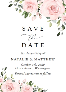 Blush Pink Flowers Wedding Save the Date design preview