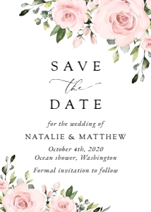 Blush Pink Flowers Save the Date, Wedding Stationery, Printable File, SH03: Blush Pink Flowers Wedding Save the Date