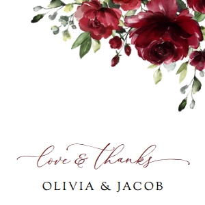 Burgundy Red Flowers Wedding Favor Tags design preview