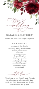 Burgundy Flowers Wedding Program, Wedding Stationery, Printable File, SH02: Burgundy Red Flowers Wedding Program - Wedding Itinerary