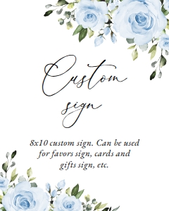 Dusty Blue Flowers Custom Sign - Birthday Sign - Party Sign design preview