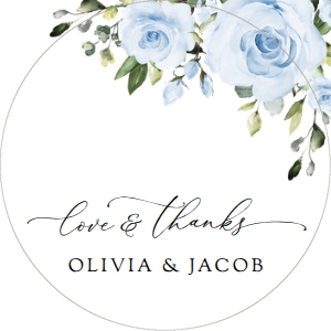 Dusty Blue Flowers Wedding Favor Tags design preview