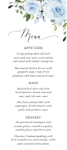 Dusty Blue Flowers Wedding Menu design preview