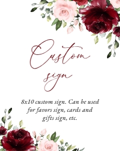 Burgundy and Blush Flowers Custom Sign - Baby Shower Sign design preview