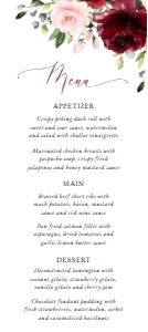 Burgundy and Blush Pink Flowers Wedding Menu design preview