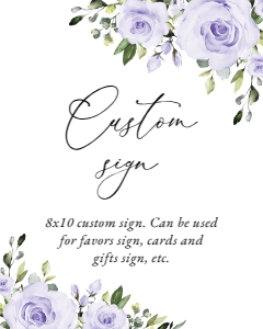 Purple Flowers Custom Sign, Printable File, SH29 SH93 SH162 SH195: Purple Flowers Bridal Shower Mini Bundle - Party Items