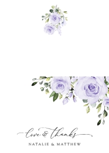 Purple Flowers Folded Thank You Card, Wedding Stationery, Printable File, SH29: Purple Flowers Wedding Thank You Card