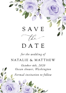 Purple Flowers Save the Date, Wedding Stationery, Printable File, SH29: Purple Flowers Wedding Bundle - Party Items