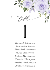 Purple Flowers Seating Card, Wedding Stationery, Printable File, SH29: Purple Flowers Wedding Seating Cards