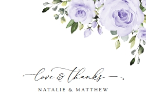 Purple Flowers Wedding Thank You Card design preview