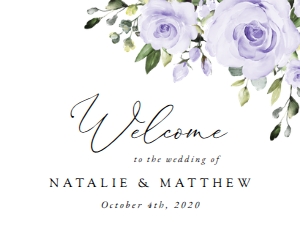 Purple Flowers Welcome Sign - Wedding Sign - Party Sign design preview