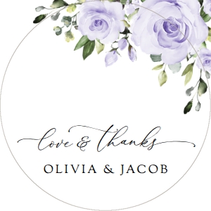 Purple Flowers Wedding Favor Tags design preview