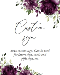 Plum Purple Flowers Custom Sign - Birthday Sign - Party Sign design preview