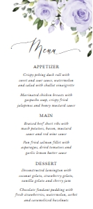 Purple Flowers Wedding Menu design preview