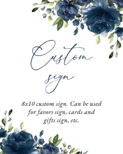 Navy Blue Flowers Custom Sign - Bridal Shower Sign - Party Sign design preview