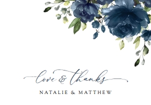Navy Blue Flowers Wedding Thank You Card design preview