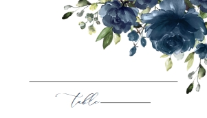 Navy Blue Flowers Wedding Place Card - Escort Card design preview