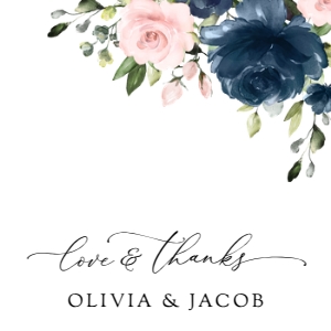 Navy and Pink Flowers Wedding Square Favor Tags, Gift Tags, Printable File, SH04: Navy Blue and Blush Pink Flowers Wedding Favor Tags