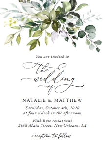 Eucalyptus Leaves and Greenery Wedding Invitation design preview