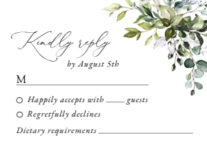 Eucalyptus Wedding RSVP Card, Wedding Stationery, Printable File, SH45: Eucalyptus Leaves and Greenery Wedding Invitation Suite