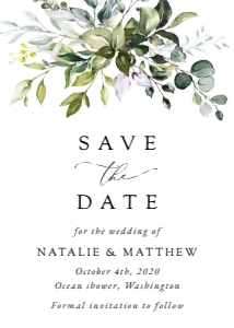 Eucalyptus Save the Date, Wedding Stationery, Printable File, SH45: Eucalyptus Leaves and Greenery Wedding Save the Date