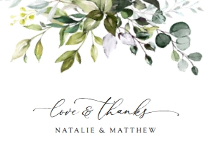 Eucalyptus Leaves and Greenery Wedding Thank You Card design preview