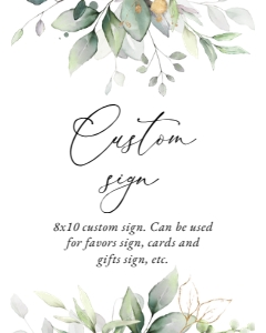 Eucalyptus Leaves and Greenery Custom Sign - Baby Shower Sign design preview