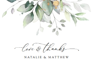 Greenery and Gold Wedding Thank You Card design preview