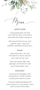 Greenery and Gold Wedding Menu design preview