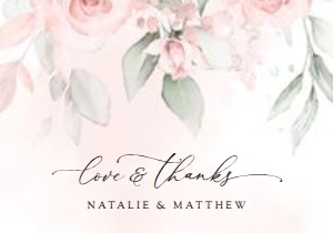 Blush Pink Flowers Wedding Thank You Card design preview