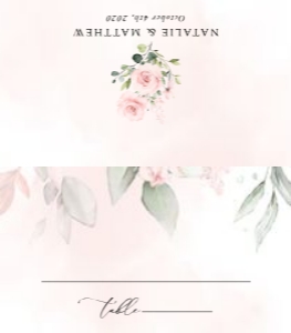 Blush Pink Flowers Place Card, Tent Card, Wedding Stationery, Printable File, SH47: Blush Pink Flowers Wedding Place Card - Escort Card