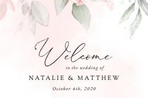 Blush Pink Flowers Welcome Sign, Wedding Sign, Printable File, SH47, 24x36: Blush Pink Flowers Welcome Sign - Wedding Sign - Party Sign