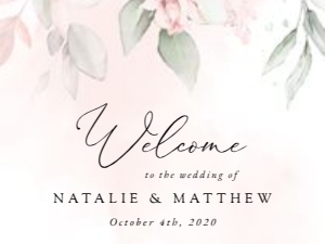 Blush Pink Flowers Welcome Sign, Wedding Sign, Printable File, SH47, 18x24: Blush Pink Flowers Welcome Sign - Wedding Sign - Party Sign