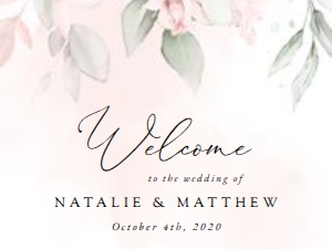 Blush Pink Flowers Welcome Sign - Wedding Sign - Party Sign design preview