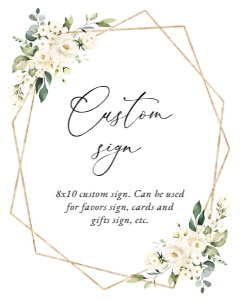 Cream White Flowers Custom Sign - Bridal Shower Sign - Party Sign design preview