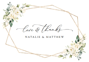 Cream White Flowers Wedding Thank You Card design preview