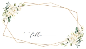 Cream White Flowers Wedding Place Card - Escort Card design preview