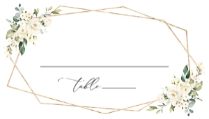 White Flowers Place Card, Flat Card, Wedding Stationery, Printable File, SH33 SH41: Cream White Flowers Wedding Place Card - Escort Card