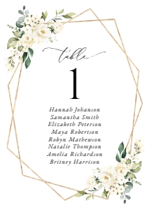 White Flowers Seating Card, Wedding Stationery, Printable File, SH33: Cream White Flowers Wedding Seating Cards