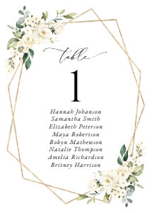 Cream White Flowers Wedding Seating Cards design preview