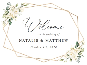 Cream White Flowers Welcome Sign - Wedding Sign - Party Sign design preview