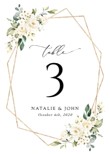 White Flowers Table Numbers, Wedding Stationery, Printable File, SH33: Cream White Flowers Wedding Table Number Sign