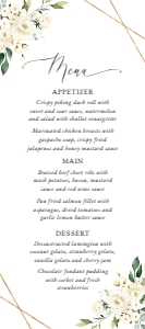 Cream White Flowers Bridal Shower Menu design preview