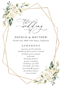 Cream White Flowers Wedding Program - Wedding Itinerary design preview