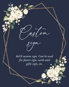 Navy and Cream White Flowers Custom Sign - Bridal Shower Sign design preview