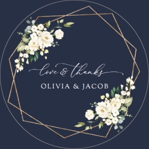Navy and Cream White Flowers Wedding Favor Tags design preview