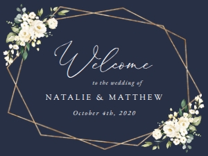 Navy and Cream White Flowers Welcome Sign - Wedding Sign design preview