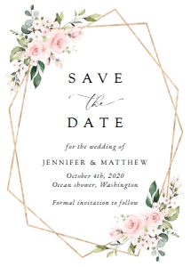 Blush Pink Flowers Wedding Save the Date design preview